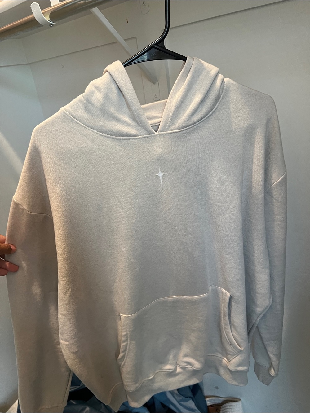 AMIRI Cream Crewneck Hoodie with Subtle Star Logo